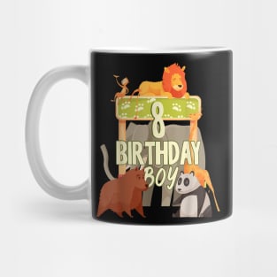 8 Years Old Birthday Boy Zoo Matching Family Mug